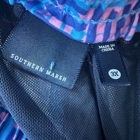 Southern Marsh Lined Swim Trunks Shorts Men’s 3X Blue Pink Geometric Drawstring - Picture 6 of 10